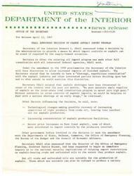 ["Secretary of the Interior Stewart L. Udall announced a decision to change the asphalt import program to address potential shortages. The decision allows for increased imports of finished asphalt and was made after consultation with various federal agencies. The goal is to ensure ample asphalt supplies for road construction projects and address factors such as technological changes and price increases. The Office of Emergency Planning will investigate the national security implications of relaxing import restrictions on asphalt-bearing crude oils. The study is expected to be completed in two to three months."]