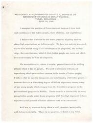 ["Commissioner Robert L. Bennett believes in the abilities and capabilities of the Indian people and advocates for high expectations and partnership with Indian leadership. He emphasizes the need to eliminate paternalism, address the failure expectancy among young Indian people, and involve states in taking more responsibility for their Indian populations. Bennett also highlights the importance of developing Indian resources for economic growth and providing quality education for Indian children. He stresses the need for cooperation between federal, state, and local governments to support the advancement of Indian communities."]