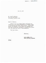 ["Mr. John P. Andersen wrote a letter to Representative Carl Albert expressing his support for a per capita distribution of judgment claims for the Cheyenne and Arapaho Indian Tribes. In response, Representative Albert thanked Mr. Andersen for his letter and assured him that his thoughts on the matter would be kept in mind when legislation concerning the issue comes before the House of Representatives."]