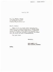["The document is from Mr. C.G. Gardner, Manager of Jones-Newby Supply Company, expressing support for a per capita distribution of judgment claims of the Cheyenne and Arapaho Indian Tribes. Representative Carl Albert thanks Mr. Gardner for his letter and mentions that his thoughts will be kept in mind when legislation on this matter comes before the House of Representatives."]
