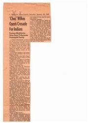 ["H.E. \"Choc\" Wilkes, a former athlete and part Indian, is leading a crusade to improve the portrayal of Native Americans in American society. He is fighting against negative stereotypes and propaganda in movies that depict Native Americans as criminals. Wilkes believes that this negative portrayal is affecting the employment opportunities and livelihood of Native Americans. He is urging for a change in the public perception of Native Americans and for them to be treated as proud American citizens."]
