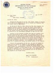 ["The document discusses the sale of Choctaw and Chickasaw coal and asphalt lands to individuals, following a contract ratified by Congress. It mentions that the lands are subject to sale before being purchased by the United States. Mr. Elmer Parks inquires about the possibility of buying a part of these lands, and Congressman Carl Albert requests information on the matter from the Bureau of Indian Affairs."]