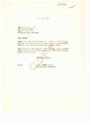 ["The document is a letter from Carl Albert, a Member of Congress, to Honorable Earl Welch of the Supreme Court in Oklahoma. Albert thanks Welch for his note and promises to keep him informed on the progress of the appropriation bill for the sale of coal and asphalt lands. The bill is currently stalled in the Senate due to a filibuster, but Albert will update Welch when there are any developments. Welch also mentions his recent visit to Washington and requests information on any further developments in the bill."]