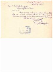 ["The document is from Carl Albert, a member of Congress, responding to a query about payment to Chickasaws and Choctaws for the sale of coal and asphalt lands to the government. He mentions that the full amount has been included in an appropriation bill and assures that he will work to ensure quick payment, estimating it will take about three months."]