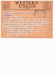["The document is about a telegram sent by Myrtle Creason, the State Secretary of the Choctaw-Chickasaw Nations, to Carl Albert, urging him to ensure that the Department of the Interior fulfills its promise to include one million dollars in a per capita payment for the nations. Albert responds, stating that he has already contacted the Interior Department to urge them to release the funds. The document also includes information about different classes of service for telegrams and instructions for sending messages."]