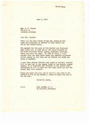 ["The document is a response to a previous letter from Mrs. W. R. Ingram providing names and addresses of family members on Indian rolls for payment of coal lands. The payment will be sent out by the Five Civilized Tribes Agency in Muskogee, Oklahoma. Proof of heirship notices will be sent out later in the summer for completion. The document also includes a list of names and addresses of Mrs. Ingram's children and relatives to be added to the rolls."]