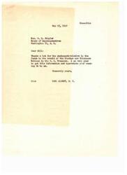 ["The document is a letter between W. G. Stigler and Carl Albert regarding statements of funds to the credit of the Choctaw and Chickasaw Nations in the U.S. Treasury. Stigler thanks Albert for providing the information and sends him a copy of the statements."]