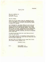 ["The document is a response to Mr. Priddy regarding the payment to members of the Choctaw and Chickasaw Tribes. The writer, Carl Albert, expresses his gratitude for the settlement of the matter and explains that checks will be sent out to enrolled members within sixty days. He also mentions his regret for not being able to attend a recent event and looks forward to visiting Mr. Priddy after Congress adjourns."]