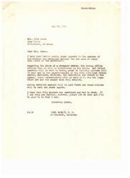["Mrs. Elie James wrote a letter asking about payment to members of the Choctaw and Chickasaw Nations for the sale of their coal lands. Carl Albert, M.C., responded, explaining that payments to deceased members will be distributed to their heirs after proof of heirship is provided. Living enrolled members will be paid first, with notices sent out in August. Mrs. James responded, thanking for the information and asking for clarification on how payments to deceased members will be handled."]