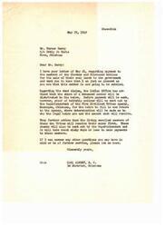 ["Mr. Berry received a letter from Congressman Carl Albert regarding the settlement of payment to members of the Choctaw and Chickasaw Nations for the sale of their coal lands to the government. The document explains that payments will be made to living enrolled members first, with proof of heirship required for deceased members. Payments will be made within sixty days. Mr. Berry is invited to ask any further questions or seek additional assistance."]