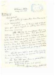 ["Mrs. Ida Mae Kelsey - Boatwright received a letter from Carl Albert, a congressman, thanking her for her efforts in getting a business moving. Albert assures Kelsey that blanks will be mailed to living heirs to prove heirship for payment to Choctaw and Chickasaw Indians for coal lands sold to the government. Kelsey is grateful for Albert's help and is encouraged to reach out if she needs further assistance."]
