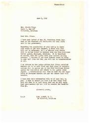 ["Mrs. Winnie Wingo received a response from Carl Albert, M.C. regarding her inquiry about payment to the Choctaws and Chickasaws for coal lands sold to the government. Checks will be mailed directly to members from the Five Civilized Tribes Agency in Muskogee, Oklahoma, and proof of heirship notices will be sent out later in the year. Carl Albert is happy that this old debt is finally being paid and regrets that more members did not live to receive the benefits."]