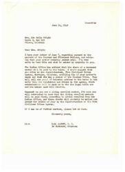 ["Mrs. Wright wrote to Congressman Carl Albert regarding the death of her mother and the payment to members of the Choctaw and Chickasaw Nations. Congressman Albert expressed his sympathies and advised Mrs. Wright to notify the Superintendent of the Five Civilized Tribes Agency of her mother's death. He also informed her that living enrolled members would be paid first, with checks likely to be mailed out in mid-July. Congressman Albert offered further assistance if needed."]