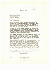 ["The document is a letter from Congressman Carl Albert to Mrs. Sallie Colbert regarding the payment to Choctaws and Chickasaws for the sale of their coal lands to the government. The Indian Office has advised that living enrolled members will be paid first, with checks likely to be mailed out in July. Heirs of deceased members will receive notices in the fall to determine legal heirs and payment amounts. The document also addresses concerns about old age assistance and reassures that the payment amount should not affect eligibility. Congressman Albert offers to answer any further questions or provide additional assistance."]