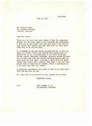 ["The document is a response from Carl Albert to Mr. William Lewis regarding the settlement payment for the coal lands of the Choctaws and Chickasaws. Albert explains that the per capita payment will be mailed out by the Indian Office and each member is expected to receive over $300. Albert expresses appreciation for Lewis' offer of help in his next election and states that he may call on him. Albert also offers his assistance to Lewis if needed."]