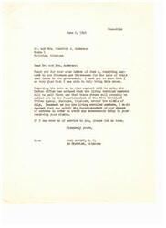 ["Mr. and Mrs. Anderson express their gratitude to Congressman Carl Albert for his help in securing payment for the sale of coal lands to the government. They are informed that payment will likely be made in mid-July and are advised to update their address with the Indian Office. They thank Congressman Albert for his efforts and wish him continued success in serving his people."]