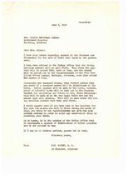 ["Mrs. Aikman is inquiring about payment to the Choctaws and Chickasaws for the sale of their coal lands to the government. She is informed that living enrolled members will be paid first, with checks expected to be mailed out in July. Deceased members' shares will be distributed to their heirs, after proof of heirship forms are completed and returned. It is advised that Mrs. Aikman provide her current address to avoid delays in receiving her check. The payment is not subject to tax. Mrs. Aikman asks for more information on the payment process."]