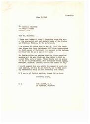 ["Mr. Starrett wrote to Congressman Carl Albert inquiring about the payment of $8,500,000 to the Choctaw and Chickasaw Nations, which was approved by the President on May 24, 1949. The Indian Office will be mailing out checks to enrolled members, estimated to be around $300, in mid-July. Mr. Starrett requested information on the status of the bill and the amount each Choctaw Indian will receive. Congressman Albert responded, providing details and advising Mr. Starrett to update his address with the Agency to avoid any delays in receiving the payment."]