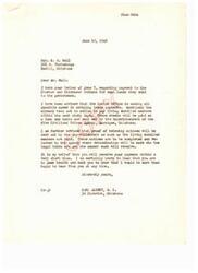 ["The document from Mr. Null to Carl Albert requests that his payment for coal lands sold to the government by the Choctaw and Chickasaw Indians be rushed due to his poor health. Mr. Albert responds, informing Mr. Null that the Indian office is working to settle payments quickly, with living enrolled members to receive lump sum checks within sixty days. Proof of heirship notices will follow, and Mr. Null is assured that he will receive his payment soon."]