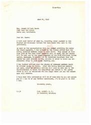 ["The document is a response from Congressman Carl Albert to a inquiry from Mr. Joseph Hillary Moore regarding payment to Choctaw and Chickasaw Indians for coal lands sold to the government. The document explains that living enrolled members will be paid first and checks will be sent out by the Superintendent of the Five Civilized Tribes Agency in Oklahoma. Shares of deceased members will be divided among heirs, with proof of heirship notices sent out for completion. Congressman Albert offers further assistance if needed."]