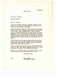["Mr. Wilmoth is inquiring about the payment to the members of the Choctaws and Chickasaws for the sale of their coal lands to the government. The Indian Office will distribute the share of deceased members to their heirs, but proof of heirship notices must be completed and returned before payment is made. The Superintendent in Muskogee, Oklahoma will handle all claims, and payment for living enrolled members will come first. Mr. Wilmoth is advised to write to the Superintendent to request heirship notices for his deceased relatives. Congressman Carl Albert offers further assistance if needed."]