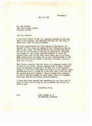 ["Mr. Ben Frazier wrote a letter to Congressman Carl Albert regarding the payment to members of the Choctaw and Chickasaw Nations for the sale of their coal lands to the government. Congressman Albert responded that a bill appropriating $8,500,000 for payment was signed into law and checks will be mailed out to living enrolled members in about sixty days. Payment to deceased members' heirs will require proof of heirship and notices will be sent out for completion. All payments are expected to be made before notices are sent out to heirs."]