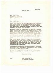 ["Mrs. Lynch wrote to Congressman Carl Albert asking about the payment to the Choctaw and Chickasaw Nations for the sale of their coal lands. She inquired if payments would be sent to the children of deceased members. Congressman Albert explained that proof of heirship notices would be sent out by the Indian Office, and payments would be distributed to the legal heirs. He advised Mrs. Lynch to write to the Superintendent of the Five Civilized Tribes Agency to provide the names of her deceased kin. Payments to living members would be made first, followed by heirs. Congressman Albert offered to assist further if needed."]
