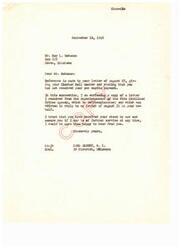 ["The document is a series of correspondences between Mr. Roy L. Bohanan, Carl Albert, and the Superintendent of the Five Civilized Tribes Agency regarding Mr. Bohanan's application for per capita payment for the sale of coal and asphalt land. Mr. Albert expresses frustration at the delay in processing the payment and requests assistance in expediting it, while the Superintendent assures that the application was processed in regular order and the payment should be received soon. Mr. Bohanan himself expresses concern about the delay in receiving his payment."]