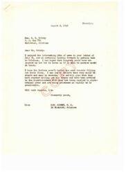 ["In this letter, Carl Albert, a member of Congress, expresses his anticipation to return to Oklahoma and discusses the progress of Congress. He also mentions concerns about the process for Native Americans receiving checks and updates on local news. The letter also includes information about the Scottish Rite of Freemasonry in Oklahoma."]
