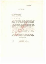 ["Mrs. Elmira Mitchell wrote a letter to Congressman Carl Albert inquiring about payments to the Choctaws and Chickasaws for the sale of their coal and asphalt lands to the government. Congressman Albert responded by informing her that payments have already started and checks are being mailed as applications are received and checked, rather than alphabetically. He also provided information on how to obtain payment information for other enrollees. Congressman Albert offered further assistance if needed."]