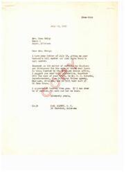 ["Mrs. Emma McCoy received a letter from Carl Albert, a congressman, in response to her inquiry about payments for the sale of coal lands belonging to Choctaws and Chickasaws. He advised her to send the necessary information to the Muskogee Indian office for assistance. Emma McCoy was thanked for her letter and offered further assistance if needed."]