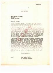 ["Mrs. Harriet C. Pierce is inquiring about payments to the Choctaws and Chickasaws for the sale of their coal and asphalt lands. Carl Albert, M.C., informs her that living enrolled members will receive around $350 per capita payment in July. Payments to heirs of deceased members will be made after living members are paid. He advises Pierce and the Gollihare family to contact the Superintendent in Muskogee if they do not receive proof of heirship notices. Pierce also asks about the timing of payments to living Choctaws."]