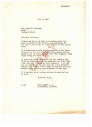 ["Mrs. Susie B. Williams wrote to Congressman Carl Albert inquiring about the time of payment to the Choctaws and Chickasaws for the sale of their coal and asphalt lands to the government. Congressman Albert assured her that payments would begin in July and that efforts were being made to expedite the process. Mrs. Williams was asked to inform her neighbors about the upcoming payments."]