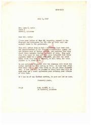 ["Mrs. Lora K. Davis received a letter from Carl Albert, a Congressman from Oklahoma, regarding the payment to the Choctaw and Chickasaw Nations for the sale of their coal and asphalt lands to the government. The letter states that the payments will be made soon, amounting to about $350 per person. The Indian Service has been slow in processing the payments, but efforts are being made to expedite the process. Congressman Albert assures Mrs. Davis that he is working to ensure that the payments are made promptly."]