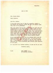 ["Mrs. Dobyns received a response regarding payment to the Choctaw and Chickasaw Tribes for lands sold to the government. The letter states that payments will be made in July and each enrolled member will receive around $350. The Indian Office has been slow in processing these payments, but efforts are being made to expedite the process. Mrs. Dobyns is asked to inform her neighbors about the upcoming payments and is encouraged to reach out if further assistance is needed."]