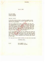 ["The letter is from Carl Albert, a congressman, to Roy Powell regarding the delayed payments to the Choctaws and Chickasaws for coal and asphalt lands they sold to the government. Albert assures Powell that payments will be made soon, and expresses frustration with the Indian Service for their slow progress. Powell expresses his eagerness to receive the payment and urges Albert to hurry the process along."]