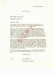 ["Mrs. Maggie Draper Odell wrote a letter to Carl Albert, a congressman, inquiring about when payment will be made to the Choctaw and Chickasaw Tribes for their coal land sold to the government. Carl Albert responded, stating that living enrolled members will be paid first on a lump sum basis, with heirs of deceased members able to submit claims afterwards. He advised Mrs. Odell to contact the Agency in Muskogee if she does not receive a notice. Albert also offered further assistance if needed."]