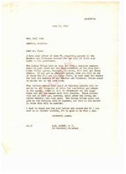 ["The letter is in response to a query about payment to Choctaw and Chickasaw Indians for the sale of their coal lands to the government. The writer explains that enrolled members will be paid first, followed by heirs, and that payment dates are not yet confirmed. The writer offers further assistance if needed."]