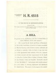 ["The document is a bill introduced in the House of Representatives in 1949 to provide for the rehabilitation of the Five Civilized Tribes of eastern Oklahoma. The bill authorizes the Secretary of the Interior to undertake economic improvements for the tribes, including assistance with employment and adjustments related to it. It also outlines rules for loans, land ownership, and repayment, as well as the establishment of positions for credit supervisors and clerical staff to assist the tribes in various ways."]