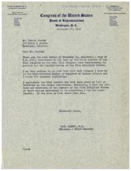 ["The document is a letter from Carl Albert, M.C. of the Five Tribes Indian Affairs Committee to Daniel Coodey regarding H.R. 6515 for the rehabilitation of the Five Civilized Tribes. Albert expresses his interest in discussing the bill with Congressman Bill Stigler and his dedication to advocating for the tribes' welfare."]