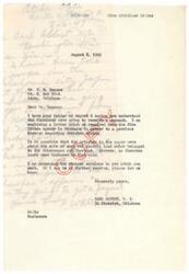 ["The letter is from Cannon to Carl Albert, a representative from Oklahoma, inquiring about a payment the Cherokees are supposed to receive. The letter mentions a previous inquiry about Cherokee claims and clarifies that no Cherokee lands were included in a recent sale. Cannon asks for more information about the potential payment."]