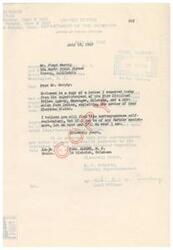 ["The text includes correspondence between Floyd Murphy and the Department of the Interior regarding claims of deceased Cherokee tribe members. Murphy is seeking information and assistance in relation to per capita payments to the Cherokees. The Department advises him to contact the Five Civilized Tribes Agency for further assistance. Carl Albert, a congressman, is also involved in the correspondence and is assisting Murphy with his inquiries."]