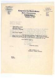 ["The text is a series of letters between Honorable Carl Albert, Member of Congress, and W.O. Roberts, Area Director of the Bureau of Indian Affairs, regarding the heirship claims of Judge Allen Wright and Mrs. Edwin Ludlow. Additional information is required before their payments can be made, and the necessary corrections are being made to their proofs. Both parties are eager to have their affairs straightened out, as they are elderly and in poor health. Congressman Albert is requesting expedited payment for them."]