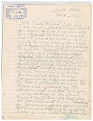 ["The text is a series of letters written by Mrs. Iola Mae Eubanks to Congressman Carl Albert regarding her father's status as a member of the Chickasaw-Choctaw tribes and his eligibility for per capita payments. The letters express her belief that her father was a member of the tribes and provide a list of names of individuals who could verify this information. The response from Congressman Albert's office states that after examining the rolls, it was determined that her father was not a member of the tribes and therefore not eligible for the payments. The office offers to assist in other matters if needed."]
