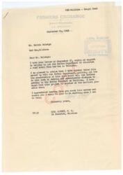 ["Calvin Raleigh writes to Congressman Carl Albert asking for support in getting the Indian Department to construct a road from Red Oak to Talihina. Congressman Albert responds, stating that he has already taken up the matter with the Indian Department and will do what he can to help."]