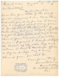 ["The text is a series of correspondence regarding the removal of restrictions on Isaac Nelson's land. Honorable Carl Albert helped facilitate the process and received letters from the Muskogee Area Office and the Department of the Interior confirming that the title issues have been cleared. Albert expresses gratitude for the assistance and assures Nelson of his continued support in getting the application approved."]