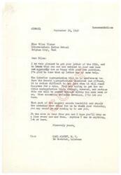 ["The letter from Miss Wilma Victor to Carl Albert expresses gratitude for his recommendation that helped her secure a job as a principal at Intermountain Indian School. She also inquires about the status of the Interior Appropriation bill. Carl Albert responds, expressing pleasure in hearing from her and mentioning that the bill is in conference before the Senate Appropriations Committee. He also expresses interest in visiting her in Utah and offers his help if needed. George A. Boyce, the General Superintendent of the Office of Indian Affairs, acknowledges Carl Albert's recommendation and informs him that Miss Victor has accepted a position at the school."]