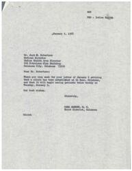 ["Dr. Jack D. Robertson informs Honorable Carl Albert that a clinic has been established in El Reno, Oklahoma and will begin seeing patients twice weekly starting on January 9. A formal opening ceremony will be arranged in the future. Dr. Robertson extends his best wishes to Mr. Albert."]