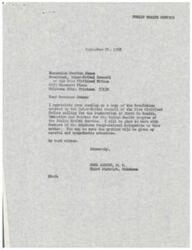 ["The document  is a letter from Honorable  Carl Albert, a member of the House of Representatives in Oklahoma, to Overton James, the President of the Inter-Tribal Council of the Five Civilized Tribes. The document expresses appreciation for a resolution calling for the restoration of funds to the Indian Health program of the Public Health Service. The resolution highlights the importance of the program in providing comprehensive health services to Native American communities and urges the Oklahoma Congressional delegation to take necessary steps to restore the funding."]