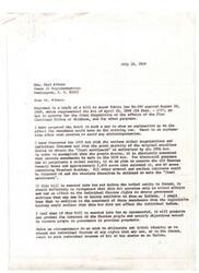 ["The document dated July 16, 1969, addressed to Carl Albert, House of Representatives, Washington, D.C., contains a draft of a bill to amend Public Law 86-192 related to the Five Civilized Tribes of Oklahoma. The draft bill seeks to make amendments to the existing law to achieve the desires of the Choctaw people, preserve tribal identity, and ensure individual Choctaw rights. The document also mentions discussions with tribal organizations and requests support from the Oklahoma Congressional Delegation for the proposed amendments. A follow-up letter dated July 23, 1969, provides comments on the proposed Choctaw bill, highlighting some amendments as unnecessary or undesirable."]